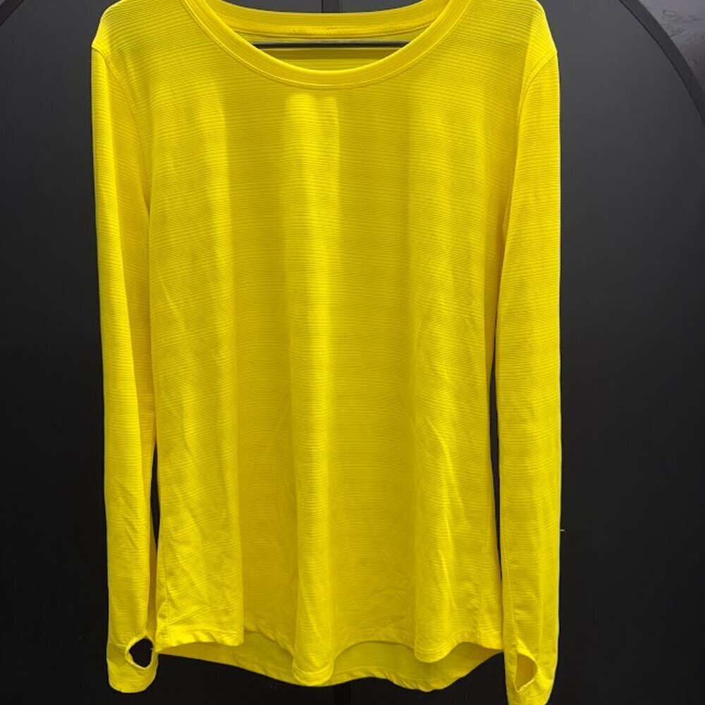 Zyia Active Yellow Subtle Stripe Long Sleeve Shirt